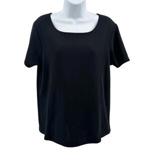 Jaclyn Smith Sport T-Shirt WMNS 8 Black Short Sleeve Square Neck Stretchy Soft